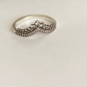 Authentic Pandora Princess Wishbone Ring Sterling Silver Size 10.5 large 64 ALE